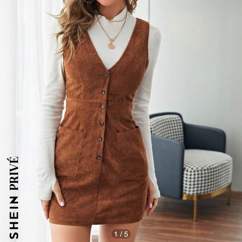 Corduroy overall dress